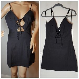 NWT Cotton Candy LA black cotton cutout adjustable tie cotton mini dress. Size M